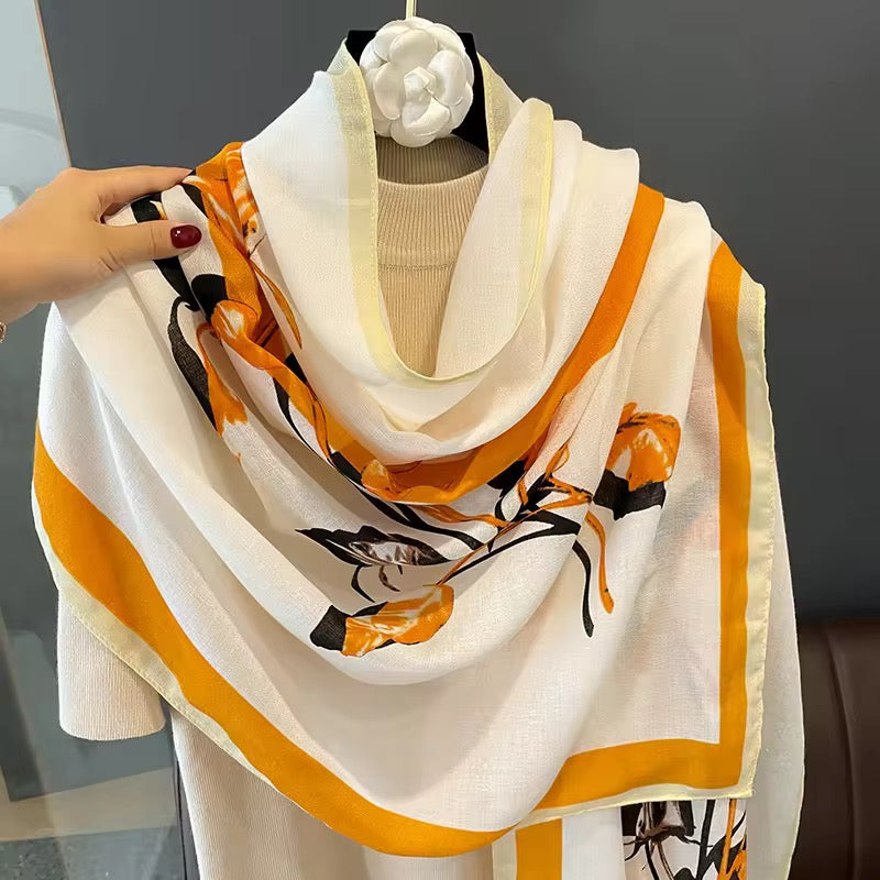 Folky Printed Scarf Orange-S5