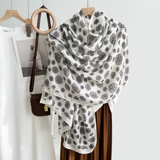 Classy print white scarf