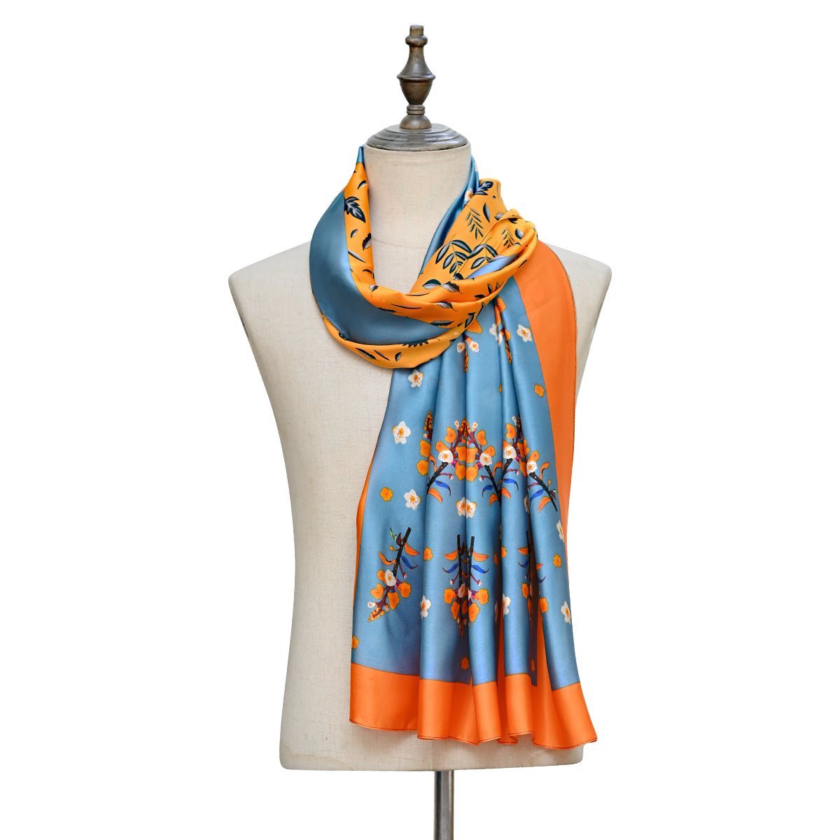 Orange folky Print premium Silk