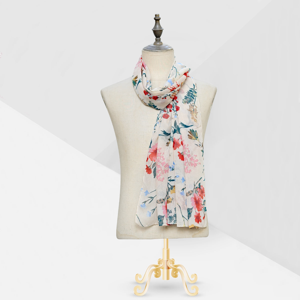 Floral Voile Print Ecru