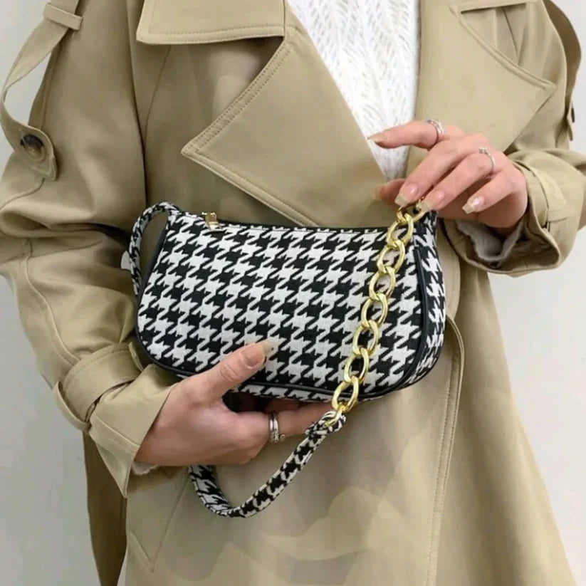 Chic Bold Elegance Houndstooth Crossbody Bag