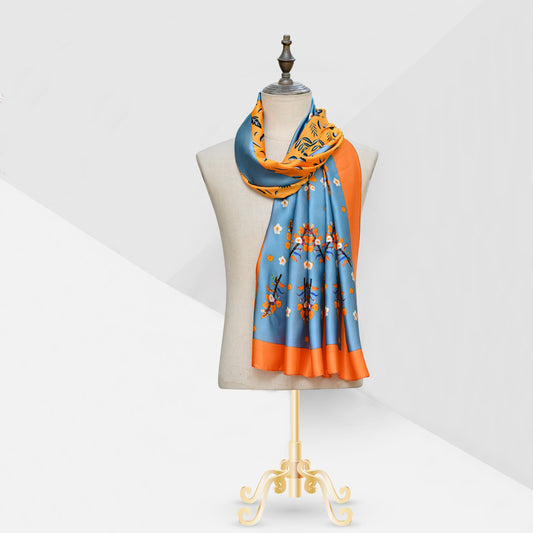 Orange folky Print premium Silk