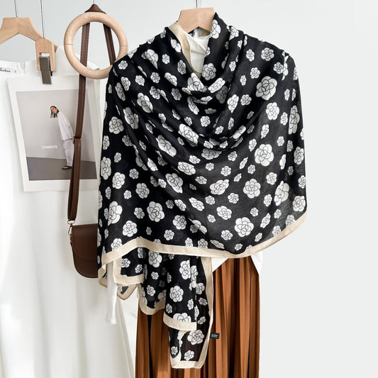 Classy Print Black Scarf