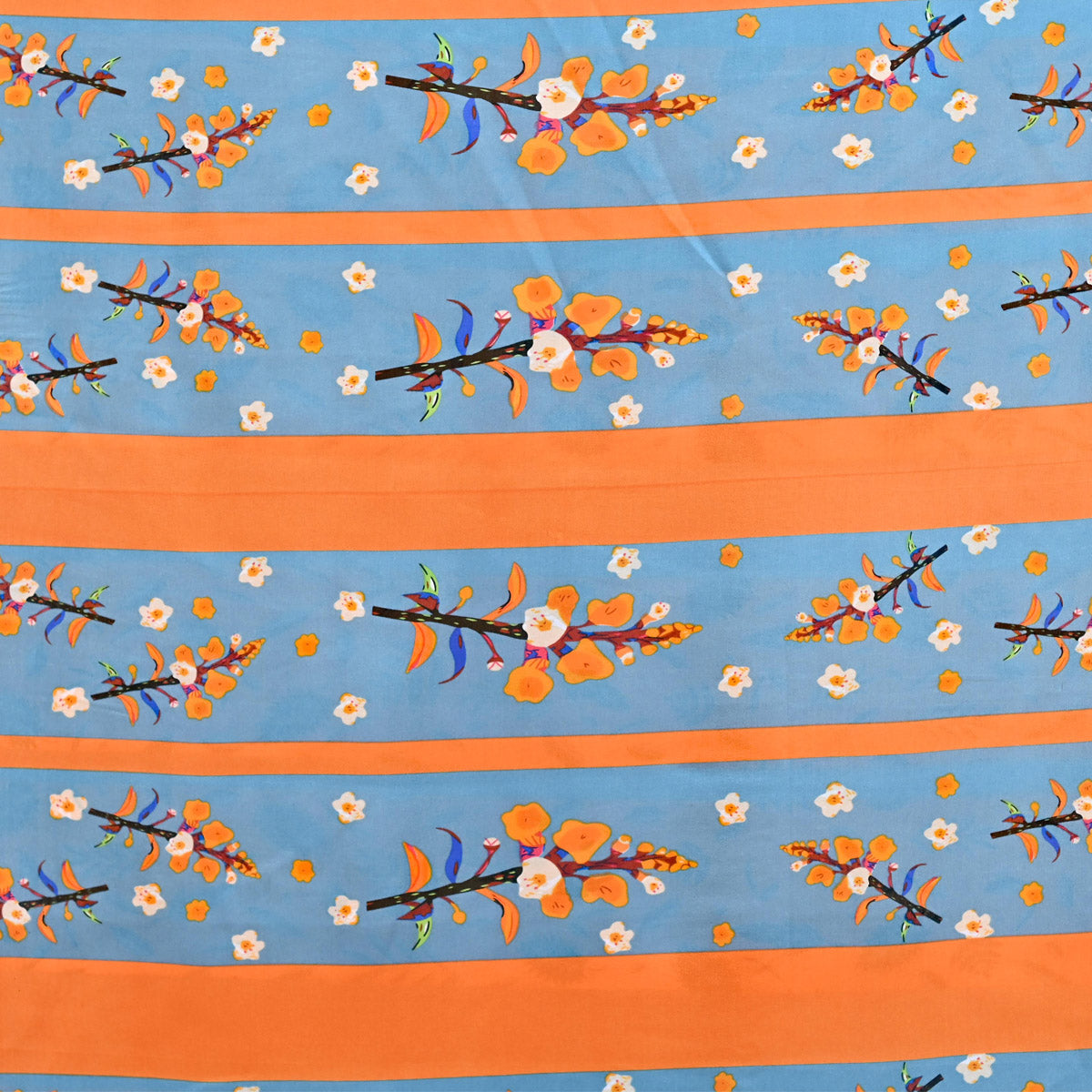 Orange folky Print premium Silk