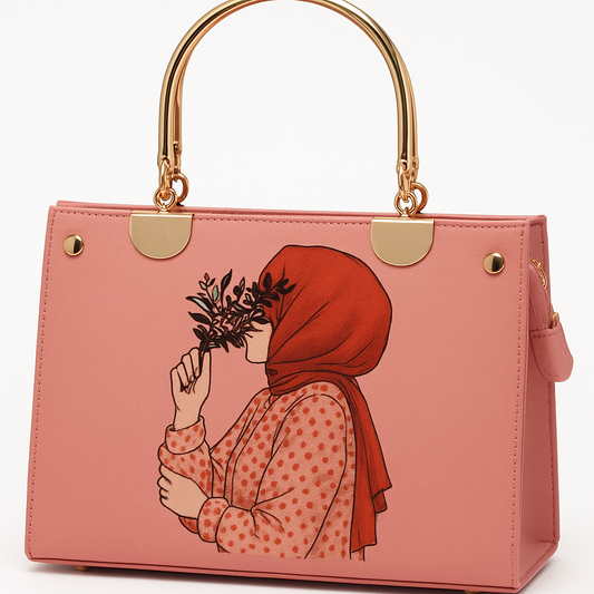Artistic Printed Shoulder Bag Pink