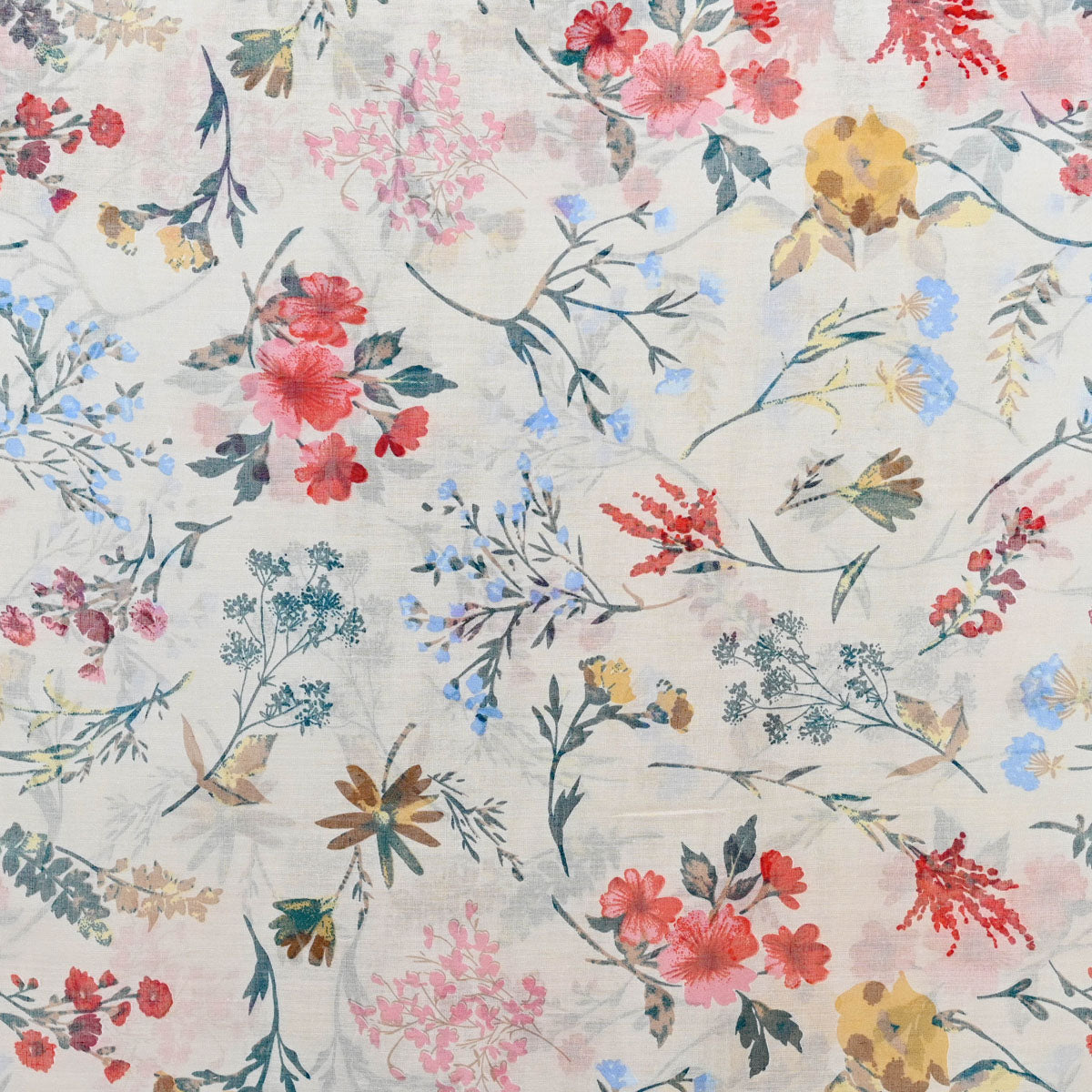 Floral Voile Print Ecru