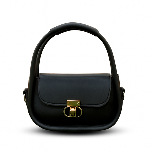Elegant Flap Shoulder Bag Black