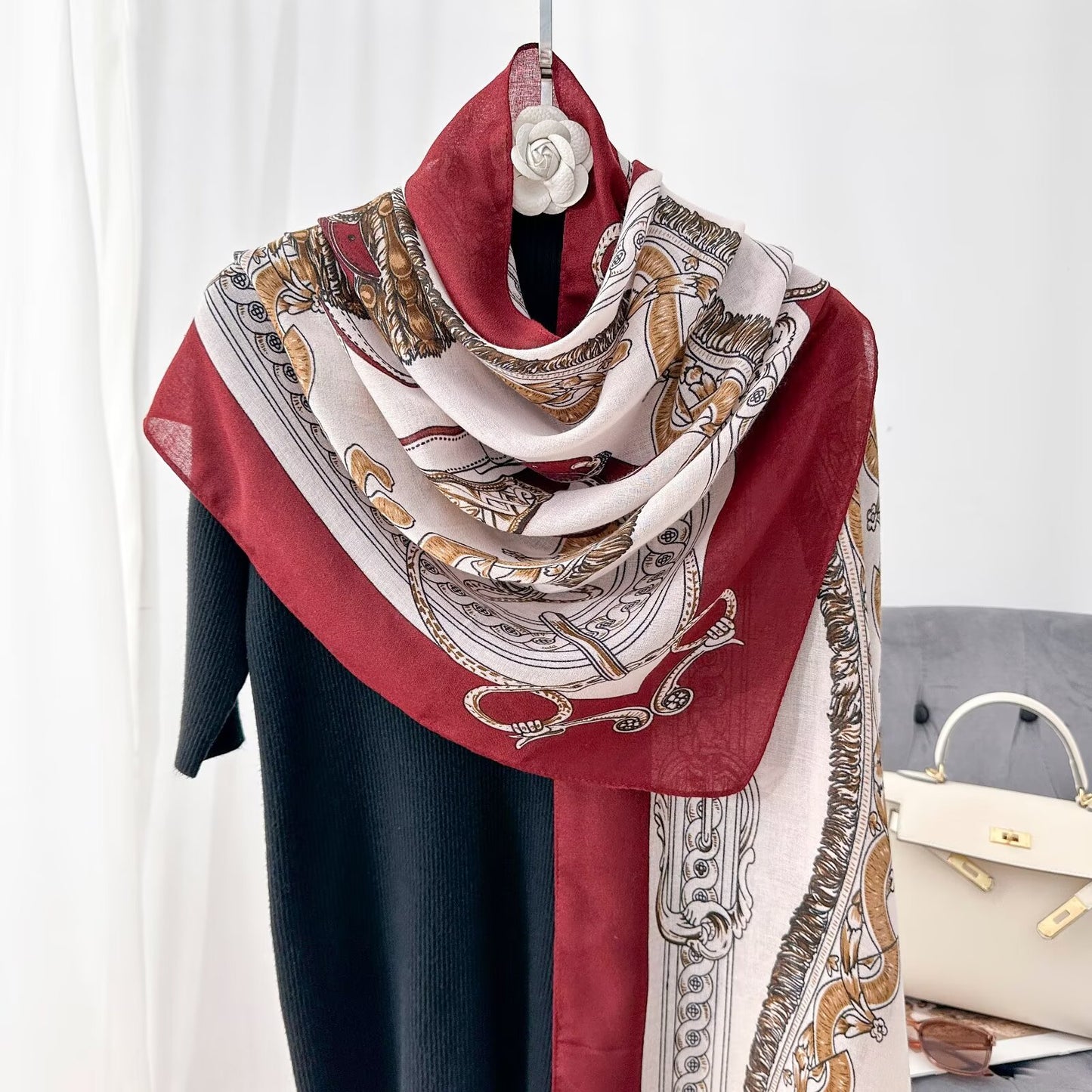 Printed Scarf Maroon S5
