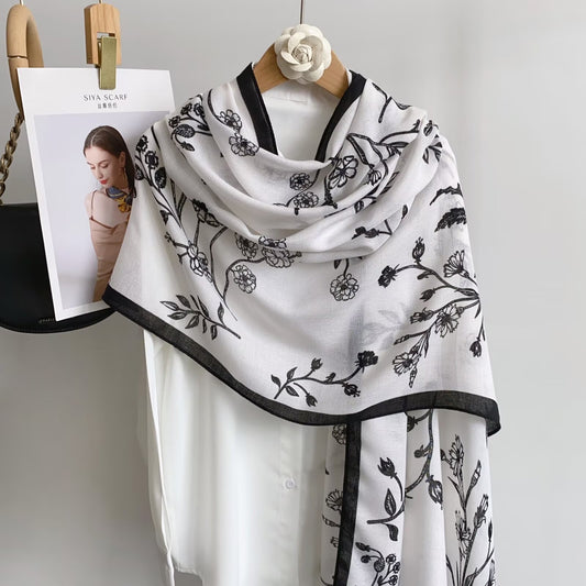 Soft Printed Scarf White-S5