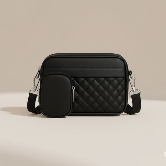 Quilted CrossBody Bag With Coin Pocket C-AR-9 Black