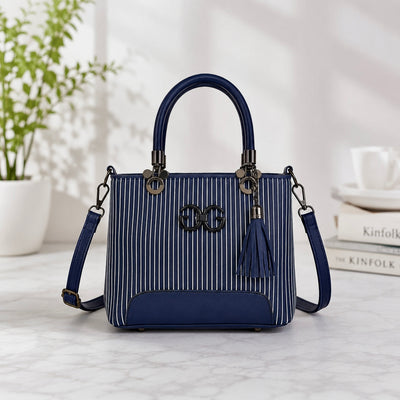 G-G Stripe Handbag Navy Blue