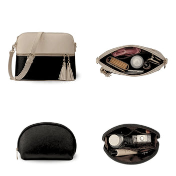 Meet the 3PCS Beige Black Handbag Set