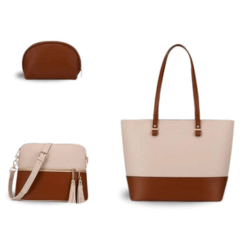 Meet the 3PCS Beige Brown Handbag Set