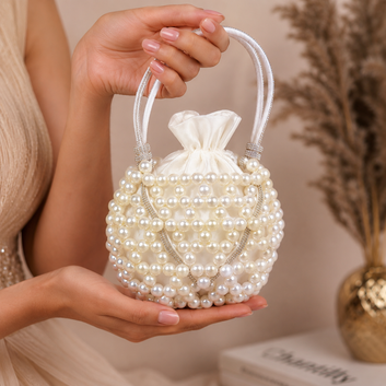 Fancy white Pearl Hand carry clutch