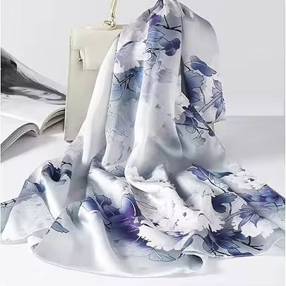 Grey Floral PrintPremium Silk