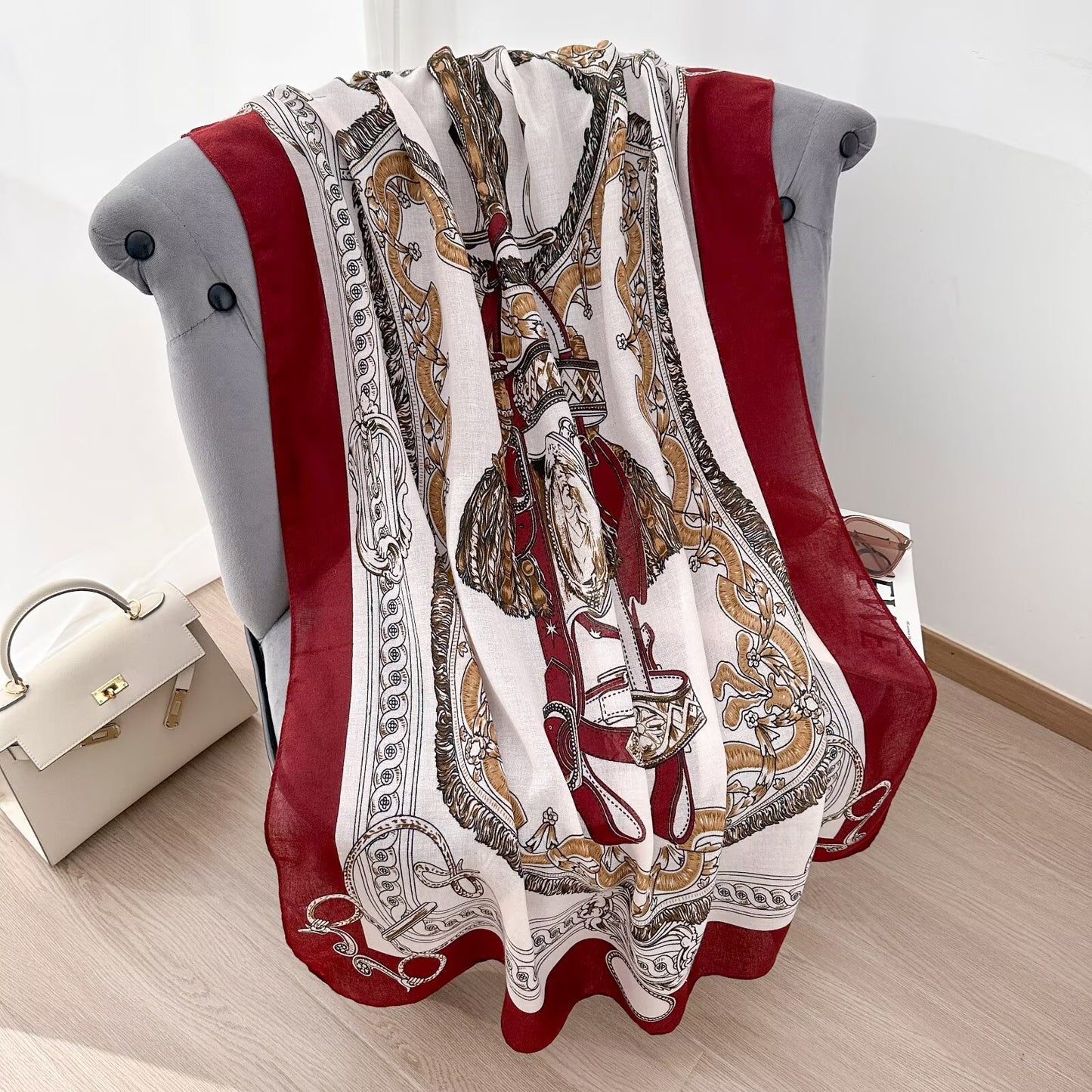 Printed Scarf Maroon S5