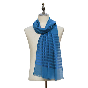 Turkish Lawn Stripes Sapphire Blue