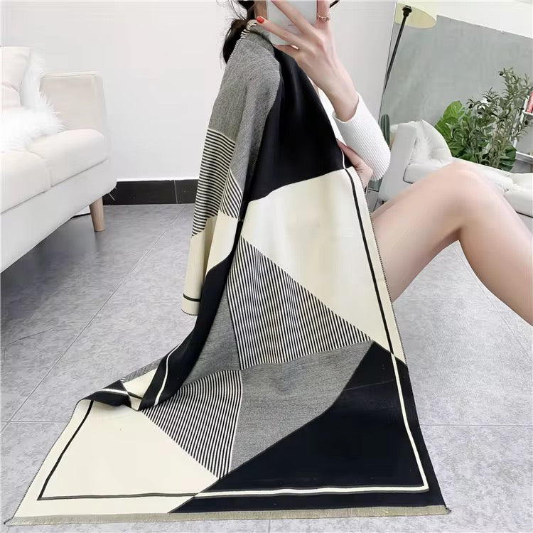 Stripes Designer Black premium Cashmere