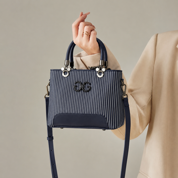 G-G Stripe Handbag Navy Blue