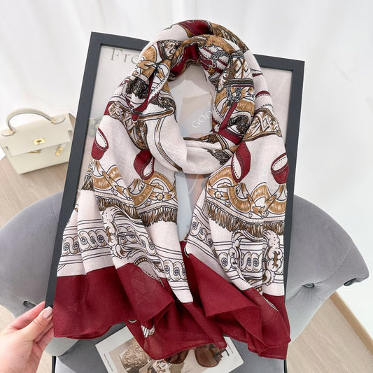 Printed Scarf Maroon S5