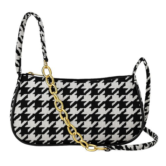 Chic Bold Elegance Houndstooth Crossbody Bag