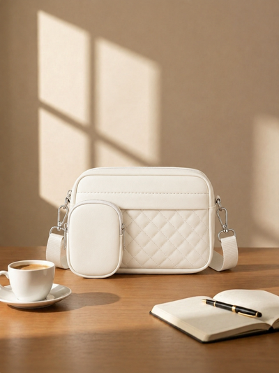 TQ-Quilted CrossBody Bag With Coin Pocket C-AR-9 White