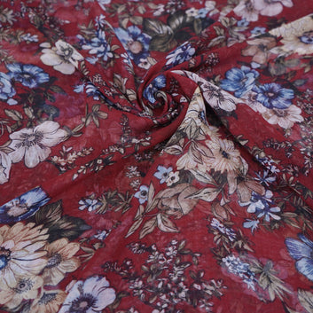 Floral Print Maroon-N26
