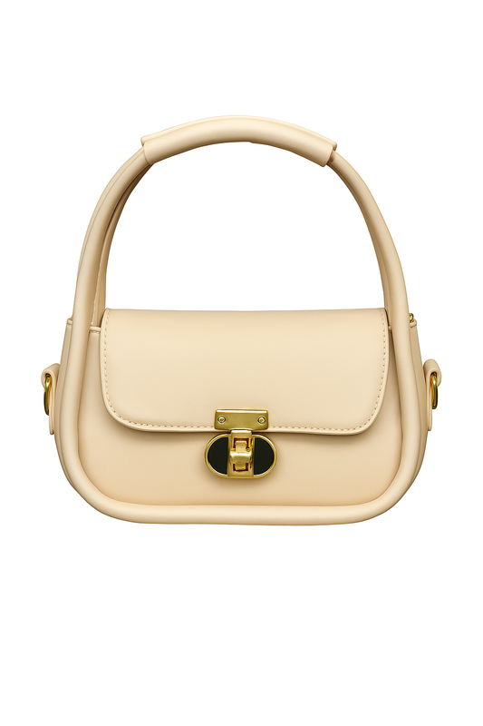 Elegant Flap Shoulder Bag Beige