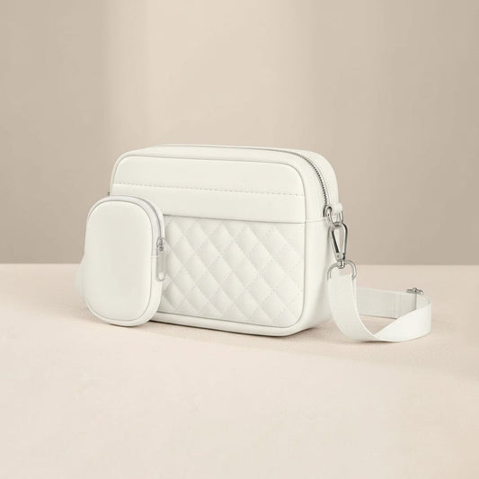 Quilted CrossBody Bag With Coin Pocket C-AR-9 White