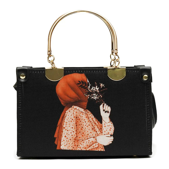 TQ-Artistic Printed Shoulder Bag Black