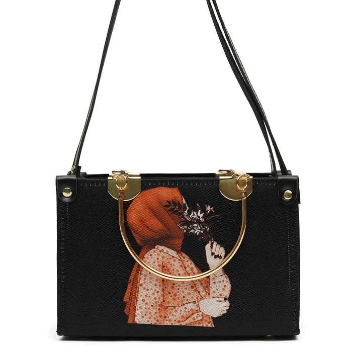 TQ-Artistic Printed Shoulder Bag Black