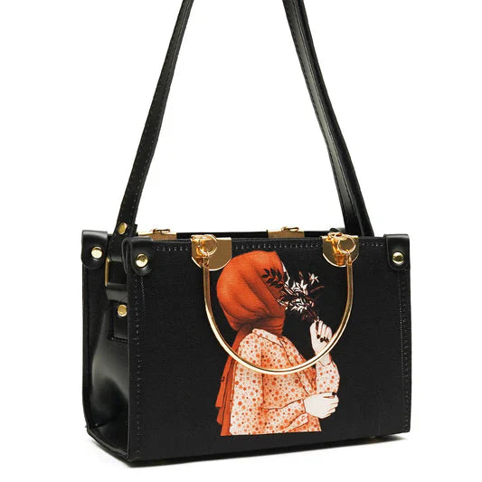 TQ-Artistic Printed Shoulder Bag Black