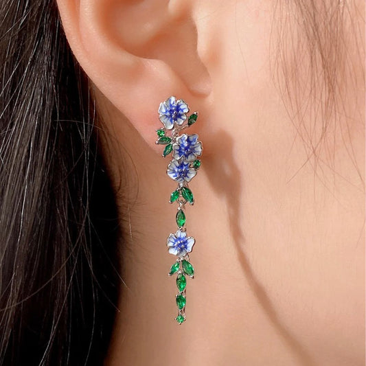 Flower Earrings Drop Pair