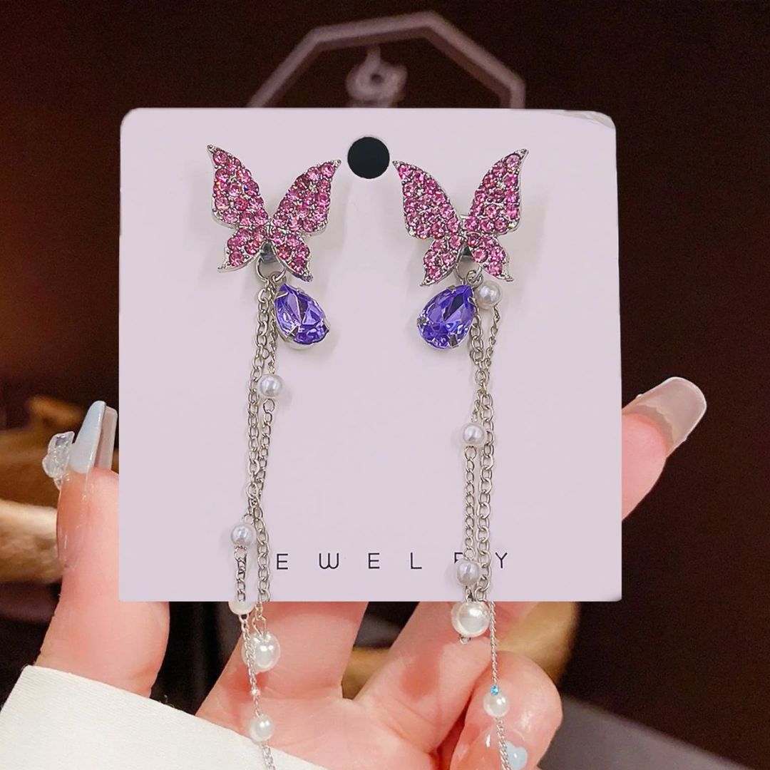 Butterfly Drop Earrings Pair