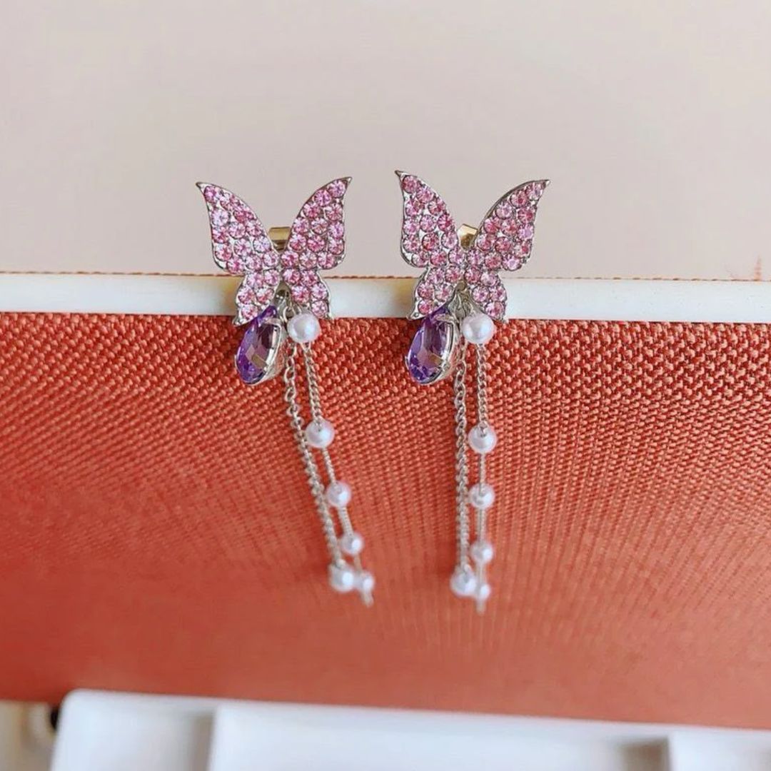 Butterfly Drop Earrings Pair