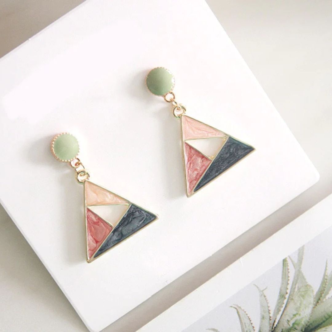 Painted Triangle Drop Earrings Pair