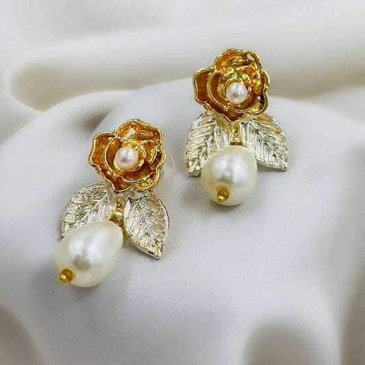 Flower/Pearl Drop Earring Pair